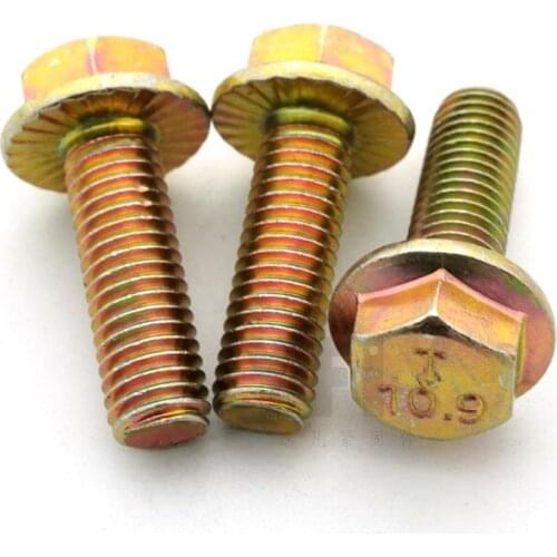 2pcs M16 color zinc carbon steel toothed hex flange head screws Hexagon machine screw lamp fitting bolts 80-150mm length