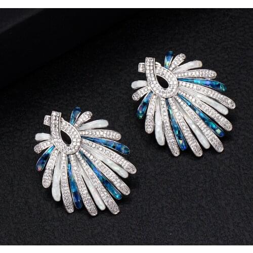 2021 New Arrival Drop Dangle Earrings Broken shells drip oil Elegant Branch shape AAA Zircon For women Wedding Banquet Earrings