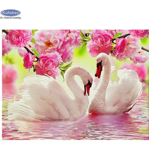 DIY diamond embroidery swan couple animal 5d diamond painting rhinestone pictures pasted cross stitch Full Square Drill Crystal