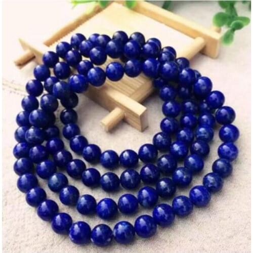 Free shipping >>>>Natural Lapis Lazuli Royal Blue Gemstone 108 Prayer Beads Bracelet 8mm AAAA