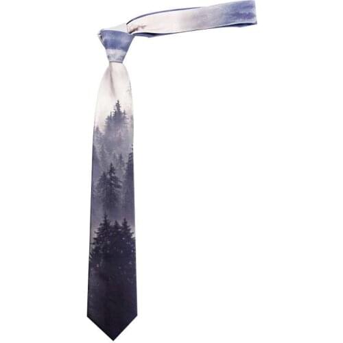 Free Shipping New Male mens Fashion printed neck Tie women 7cm printing fog forest gradient landscape Chinese style personality