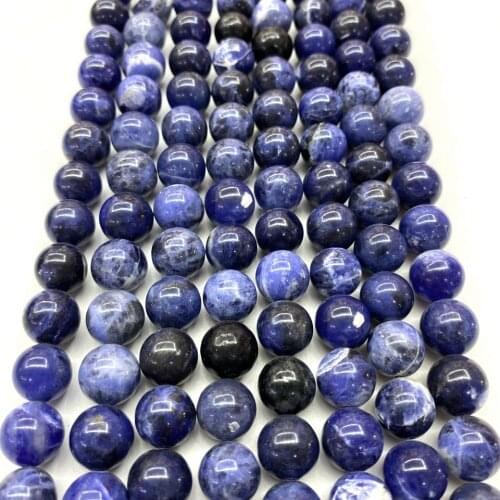 Natural sodalite stone blue beads smooth Round Loose Bead bracelet not treatment For Jewelry Making DIY design for needle work