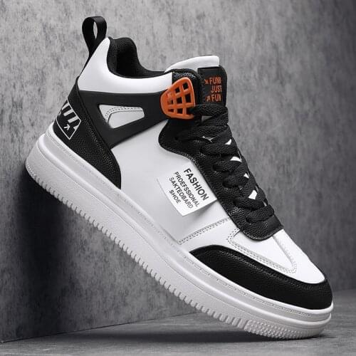 OLOMLB Brand Men PU Leather Skateboarding Shoes Superstar Sneakers Thick Sole Top Boots Male Sport Shoe Mens Footwear