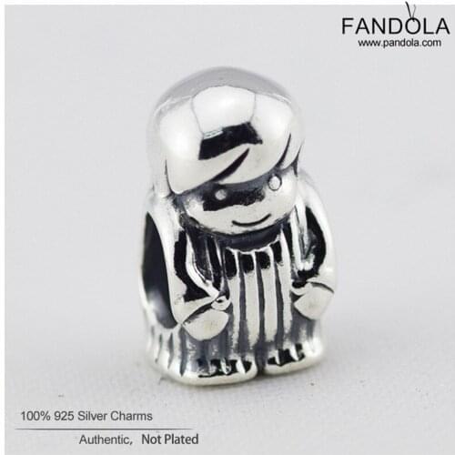 Authentic 925 Sterling Silver Cute Boy Charm Beads Fits Original Charms Bracelet DIY Jewelry Making perles