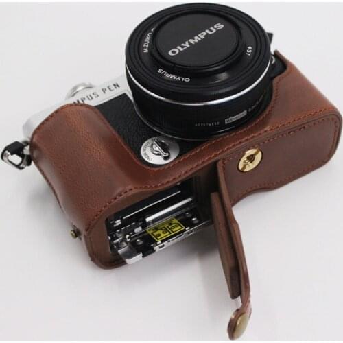 Camera Bag PU Leather Half Body Set Cover For Olympus PEN E-P7 EP7 Bottom Case With Battery Opening