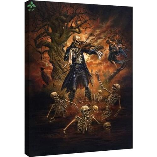 Skull "dance Of Death" By Alchemy, Oil On Canvas, Art Home Wall Decoration