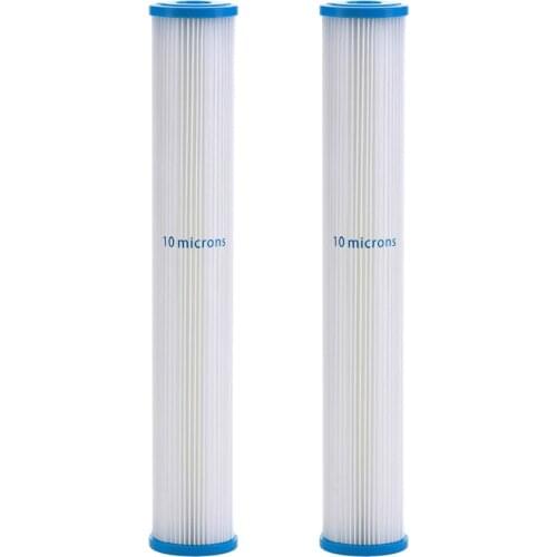 2.5-Inch Dia. X 20-Inch Long Pleated Poly Sediment Water Filter Cartridge Standard 10 Micron Washable & Reusable - 2 Pack