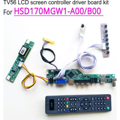 For HSD170MGW1-A00/B00 keyboard+Remote+Inverter T.V56 drive card board LCD panel monitor LVDS 2CCFL 30Pin VGA USB AV RF Kit