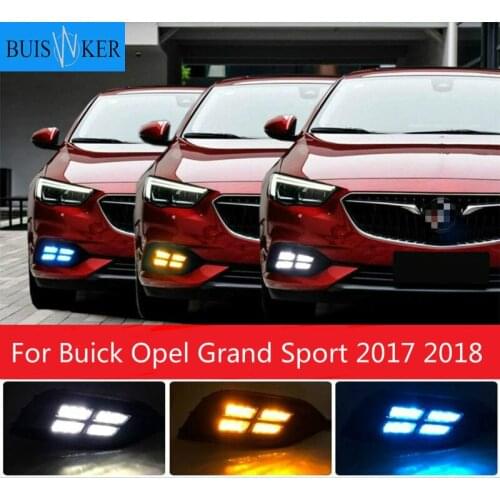 1 set LED DRL Daytime Running Lights Daylight With Turn Yellow Signal For Buick Opel Grand Sport 2017 2018 12V ABS