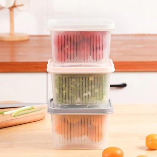 Artracyse Double Layer Drain Storage Box Onion Ginger Garlic Plastic Fruit Box Refrigerator Special Kitchen Storage Box