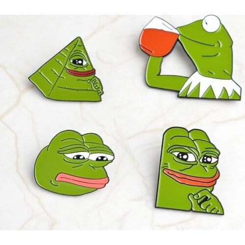 Frog Pepe Enamel brooch Pins Facial Brooches Lapel anime metal Badges set Pop Culture gift accessories for Friends