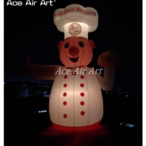 Hot sale giant standing inflatable cook model inflatable chef replica with/without colorful LED lights for restaurant promotions