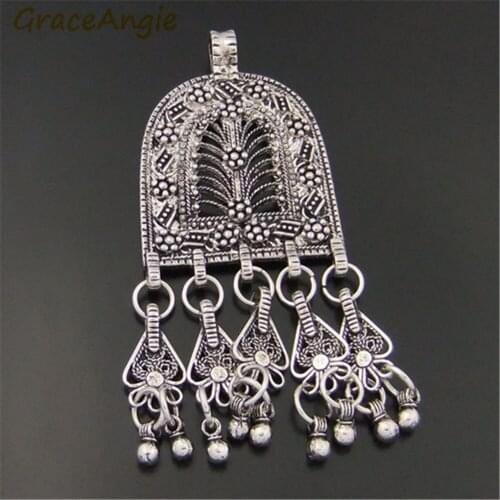 GraceAngie 3pcs Wholesale Vintage Silver Color Pendants Zinc Alloy Bohemian Tassels Earring Jewelry Making Charms Suspension