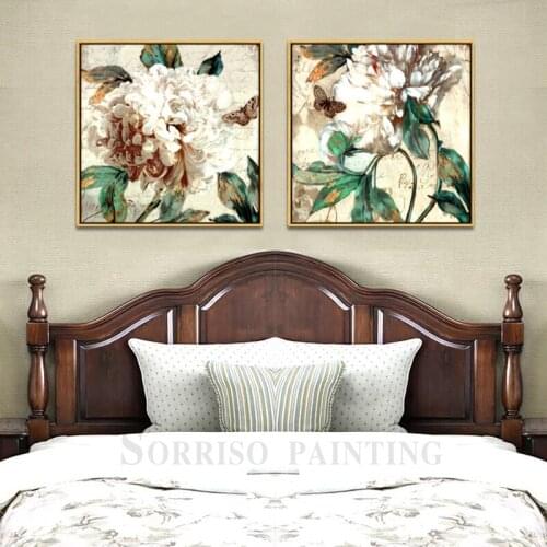 Retro White Peony Flower Canvas Painting Prints For Living Room Hallway Wall Art Dining Pictures Home Bedroom Corridor Decor