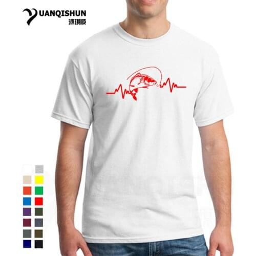 Hot Summer Clothing 16 Colors Cotton Men T-Shirt Top Quality Heartbeat Carp Fisherman Angler Bait T Shirt Streetwear Casual Tee