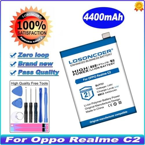 LOSONCOER 4400mAh BLP721 For Oppo Realme C2 Mobile Phone Battery