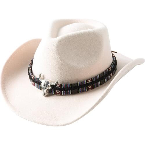 Mens cowboy hats accessories horns jazz top hats ladies mens curly womens fedora jazz hats knight hats large ethnic Panama