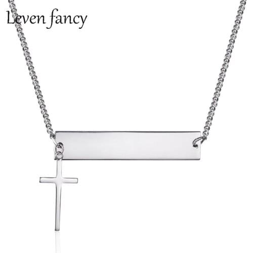 925 Sterling Silver Polished Horizontal Bar Cross Pendant Necklace 18" Fine Jewelry Gift for Birthday Anniversary Christmas Gift