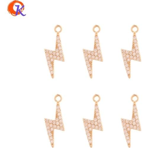 Cordial Design 50Pcs 7*19MM CZ Charms/Jewelry Accessories/Lightning Shape/DIY Part/Hand Made/Rhinestone Pendant/Earring Findings