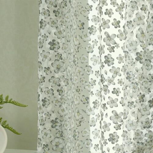 Latest 2 Colors White Beautiful Floral Window Curtain for Living Room Cute Flowers Tulle Sheer Girls Bedding Room Decor Women