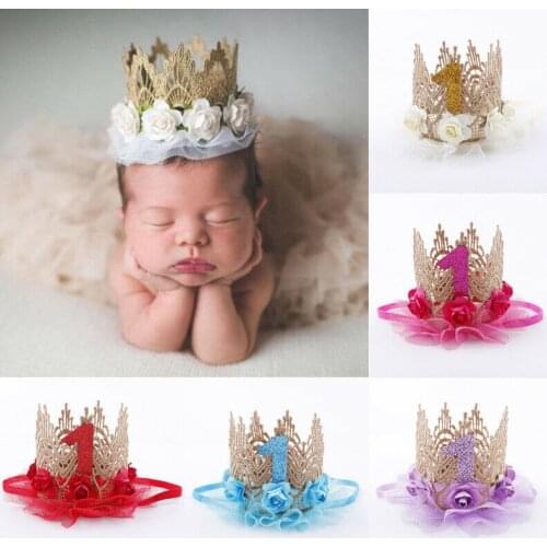 Baby Girl Newborn Infant Princess Flower Crown Headband Birthday Party Hairband Photo Props
