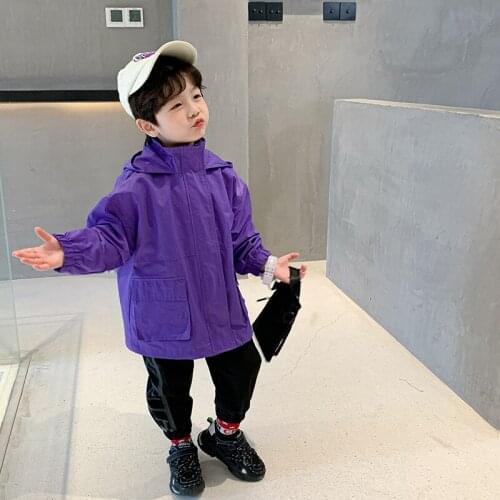 Purple Spring Autumn Boy Coat Overcoat Top Kids Costume Teenage Gift Children Clothes High Quality Plus Size