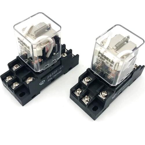 2sets JQX-30F 2Z 30A High Power Relay DC12V DC24V AC110V AC220V Intermediate Relays P30F 8-Pin DPDT 2NO 2NC with Socket Base