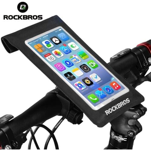 ROCKBROS 6.0" Bicycle Phone Bag Touchscreen For Cycling Bike Handlebar Front Head Tube Waterproof Pannier Mobile Smartphone Bag