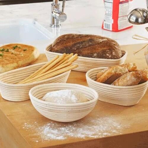 Rattan Bread Banneton Basket With Liner Country Bread Baguette Dough Baskets Set Baking Sourdough Proving Basket Tray Round Oval