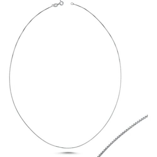 Silverlina Silver 12 Micron Rhodium Plated Cube Chain Necklace