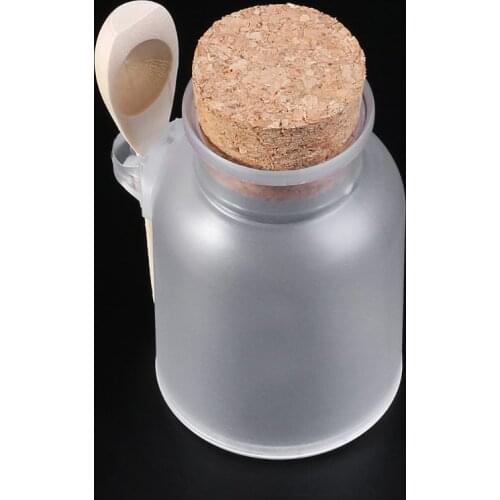 Scrub Bath Salt ABS Bottle Sealed Jar Wooden Spoon Soft Cork Storage Stopper Bottle Frosted Seal Bottle Refillable Mask Jar
