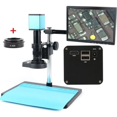 SONY IMX290 Autofocus HDMI TF Video Auto Focus Microscope Camera Industry + 180X C-Mount Lens+144 LED Ring Light+Stand+10.1" LCD