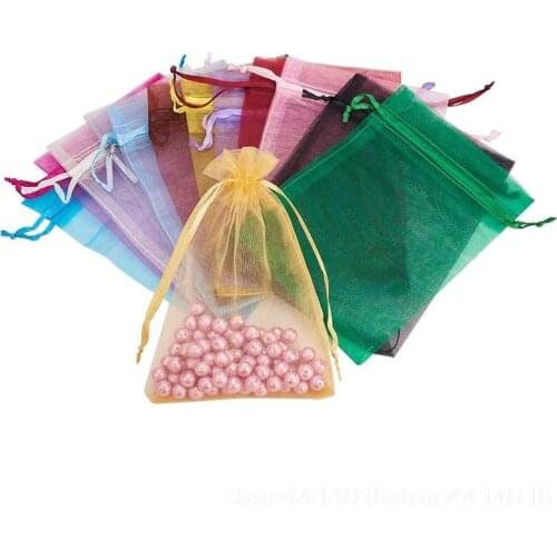 100stks/zak Sieraden Bag 7x9 9x12 10x15 11x16 13x18 15x20 17x23 cm Organza Bag Sieraden Verpakking Display & Sieraden Pouches 66