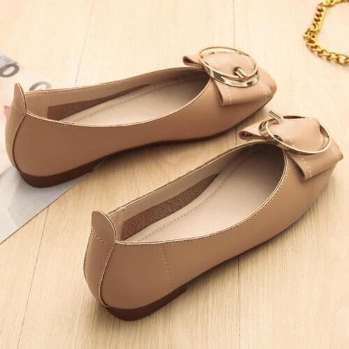 New Comfortable Soft Bottom Korean Square Toe shoes Flat Boat Women Shoes Plus Size 41 42 43