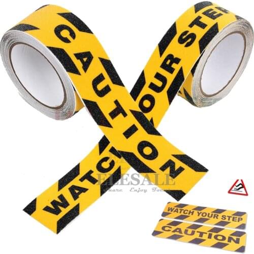 1Pcs 4.8cm*5m Anti-Slip Warning Tape With Caution For Factory Warehouse Home Stairs Skateboard Warning Sticker Workplace Safety