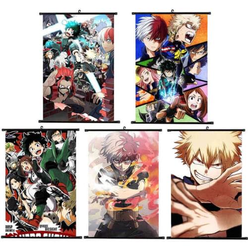 2021 My Hero Academia Scroll Painting Japanese Anime Wall Hanging Poster Canvas Home Art Decoration 21*30cm