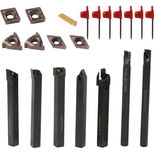 21PCS Multifunctional Solid Carbide Inserts Holder Boring Bar With Wrenches For Lathe Turning Tools