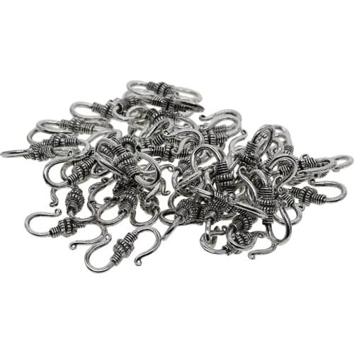30Pcs Tibetan Silver Color S Hooks Clasp Connector Beads for Bracelet Necklace Anklet Charm Jewelry Making