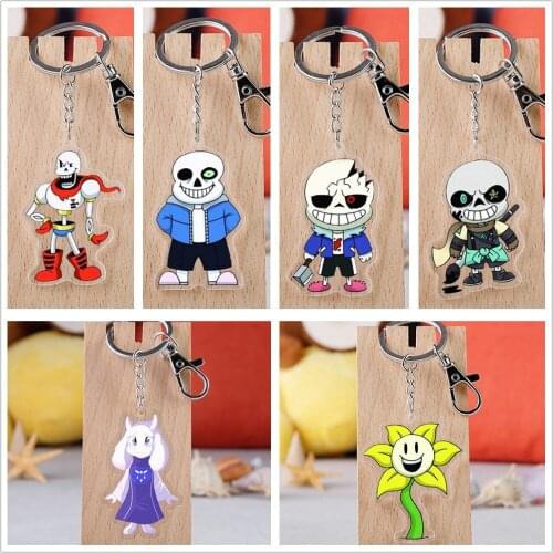 5pcs Undertale Frisk Toriel Sans Papyrus Flowey Chara Figure pendant Fashion keychain toys key ring bags Charms Gift