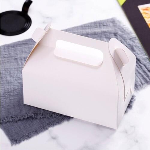 500pcs Kraft Paper Cake Box with Handle Brown Cupcake Box Wedding Paper Cardboard Cake Boxes White Mousse Packaging Box