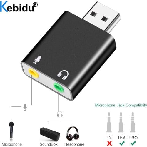 7.1 Ch External USB Sound Card USB To Jack 3.5mm Audio Converter Headphone Adapter Mic Sound Card Headsets Virtual Microphone