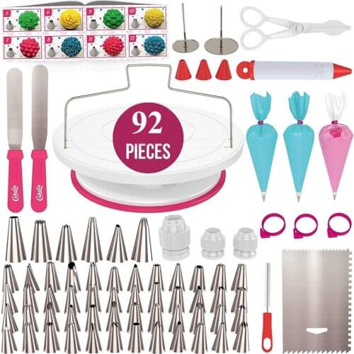 Meibum 92 Pcs Cake Decorating Tools Cream Bag Pastry Nozzles Converter Icing Piping Tips Confectionery Cupcake Dessert Baking