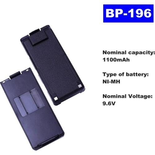 9.6V 1100mAh NI-MH Radio Battery BP-196 For ICOM Walkie Talkie IC-T22 IC-T42 Two Way Radio