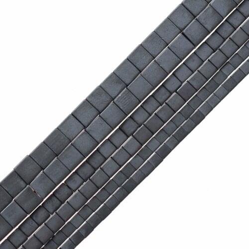 Natural Stone Hematite Beads Matt Square shape Loose stone beads 2/3/4mm for DIY Necklace Bracelet Jewelry Making Accessories