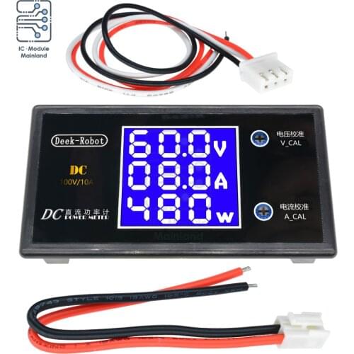 DC 0-100V 10A LCD Display Digital Voltmeter Ammeter Wattmeter Voltage Current Power Meter Volt Detector Tester 12V 24V 36V 1000W