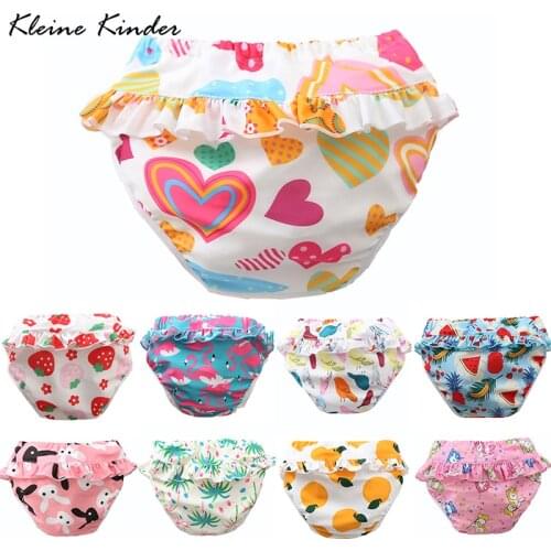 Baby Swim Diaper Reusable Newborn Swimming Pool Trunks Flamingo Strawberry Print Double Layers Infant Nappy Pants for Bathing