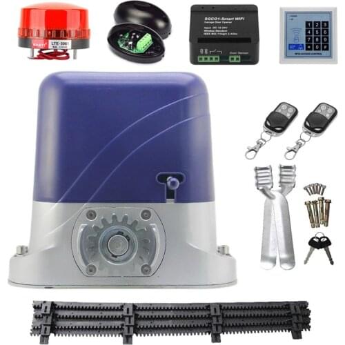 500KG Automatic Sliding Gate Opener Engine with 4M Nylon Racks Remote Control Sliding Door Motor Kit Actuator Access Control