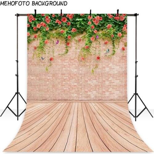 Wooden Board Brick Wall Flower Backgrounds For Photo Studio Children Baby Photography Backdrop Professional Photo Backdrops Prop