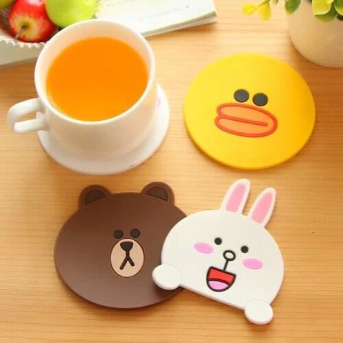 Hot Sale 1Pc Home Table Cup Mat Creative Decor Coffee Drink Placemat Spinning Cute Cartoon Animals Drinks Coasters KP019
