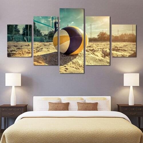 Badhams 5 Pieces Canvas Painting Frameless Poster Beach Volleyball Prints Printing Sports Home Decoration Wall Stickers